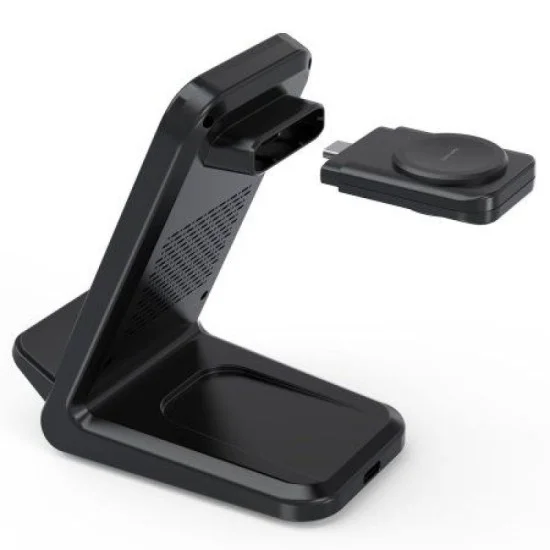 Choetech 3In1 Wireless Charging With Removable Iwatch Charger Holder Black